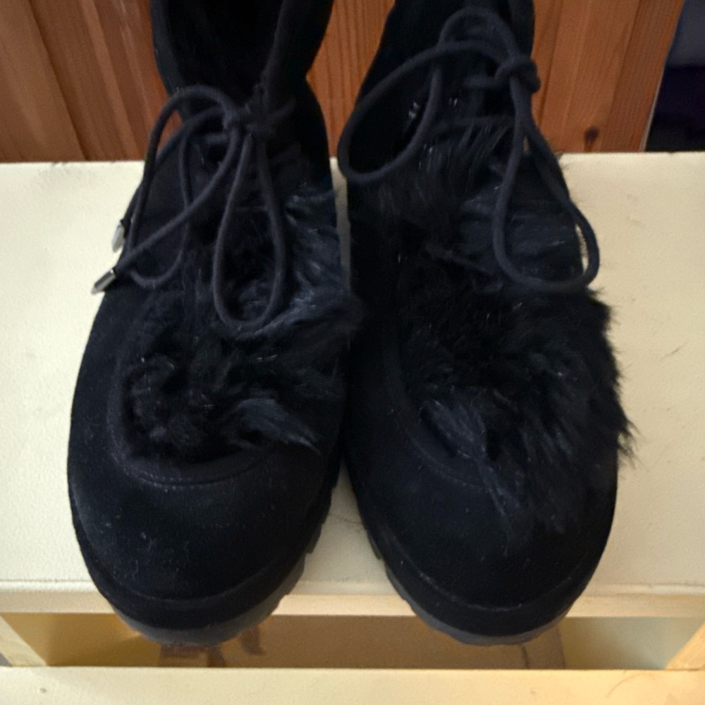 Avec Les Filles Black Fur-Lined Winter Boots